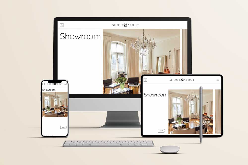 shoutabout showroom mockup